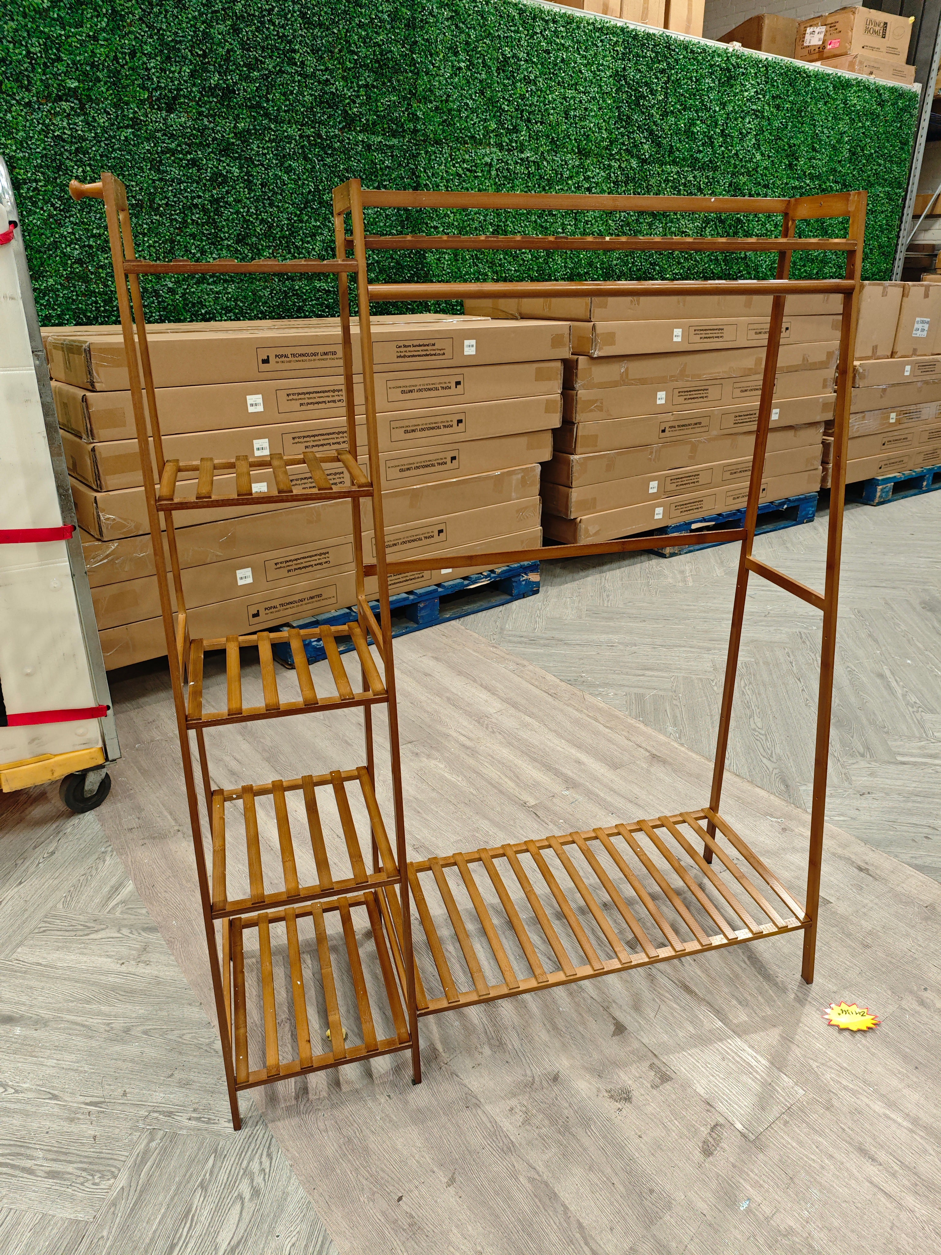 Bamboo Bedroom Garment Clothes Rack Brown 140cm H