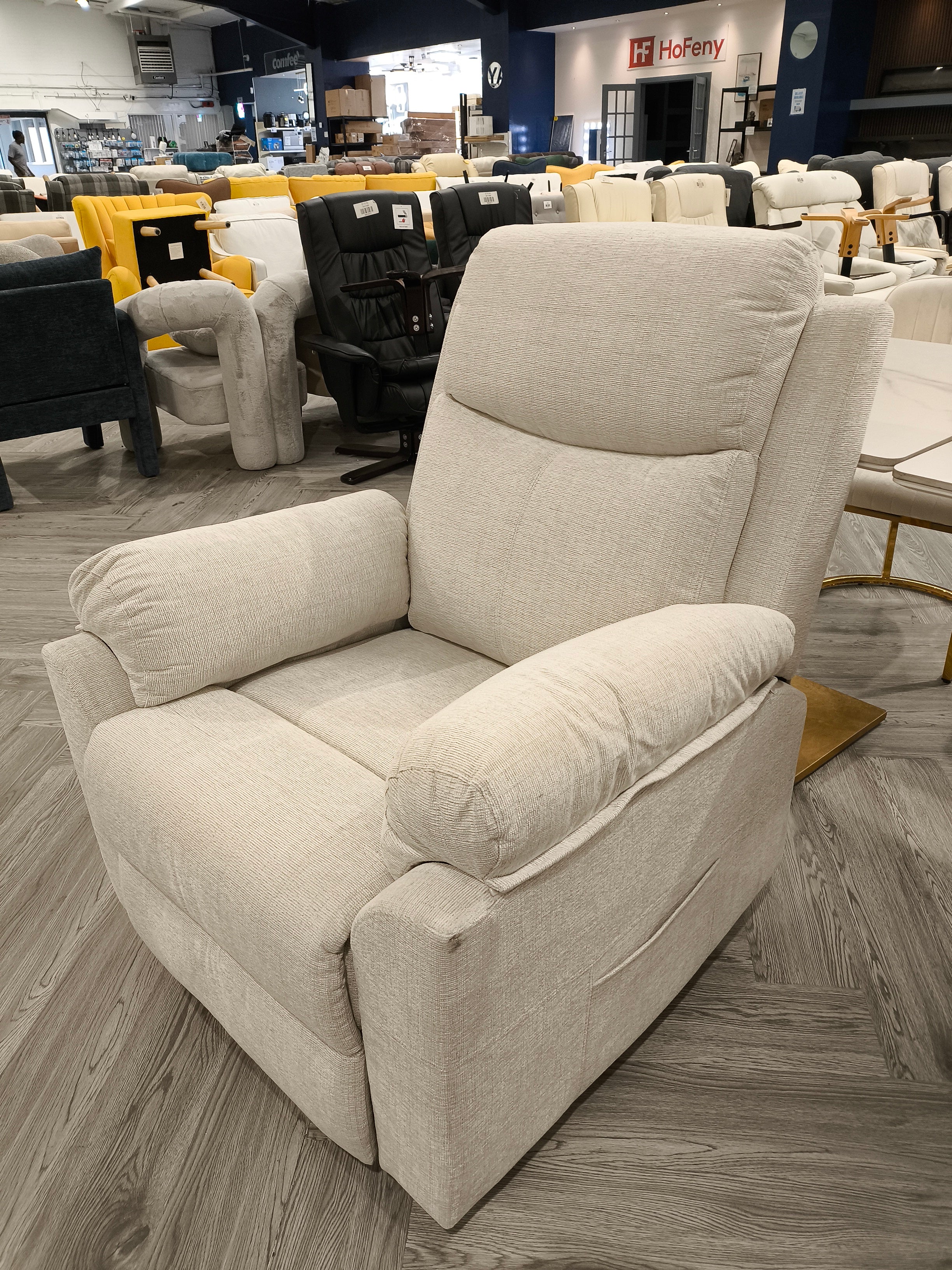 Single Sofa Recliner Armchair Reclining Chair Beige White