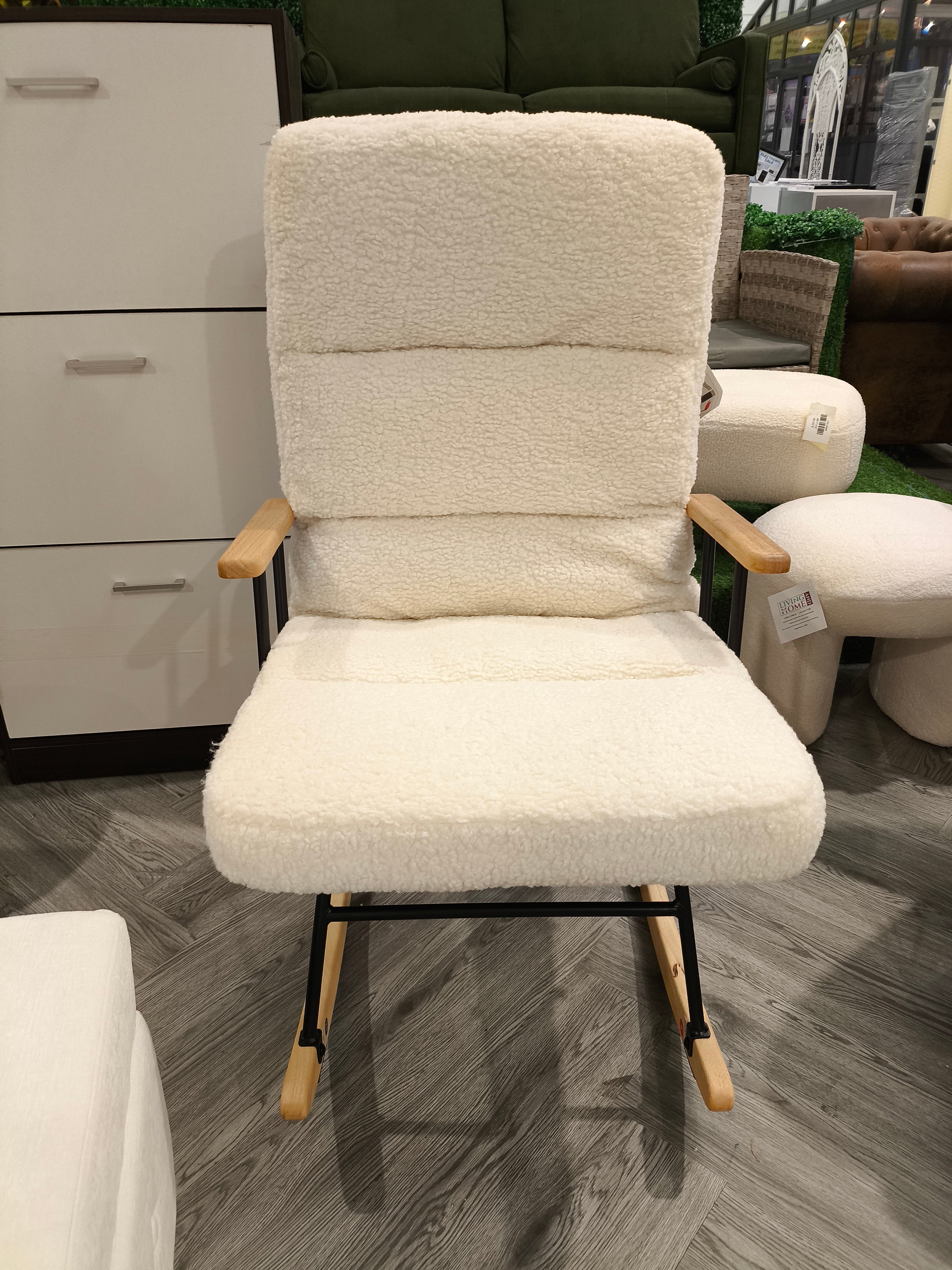 Sherpa Upholstered Adjustable Rocking Chair White