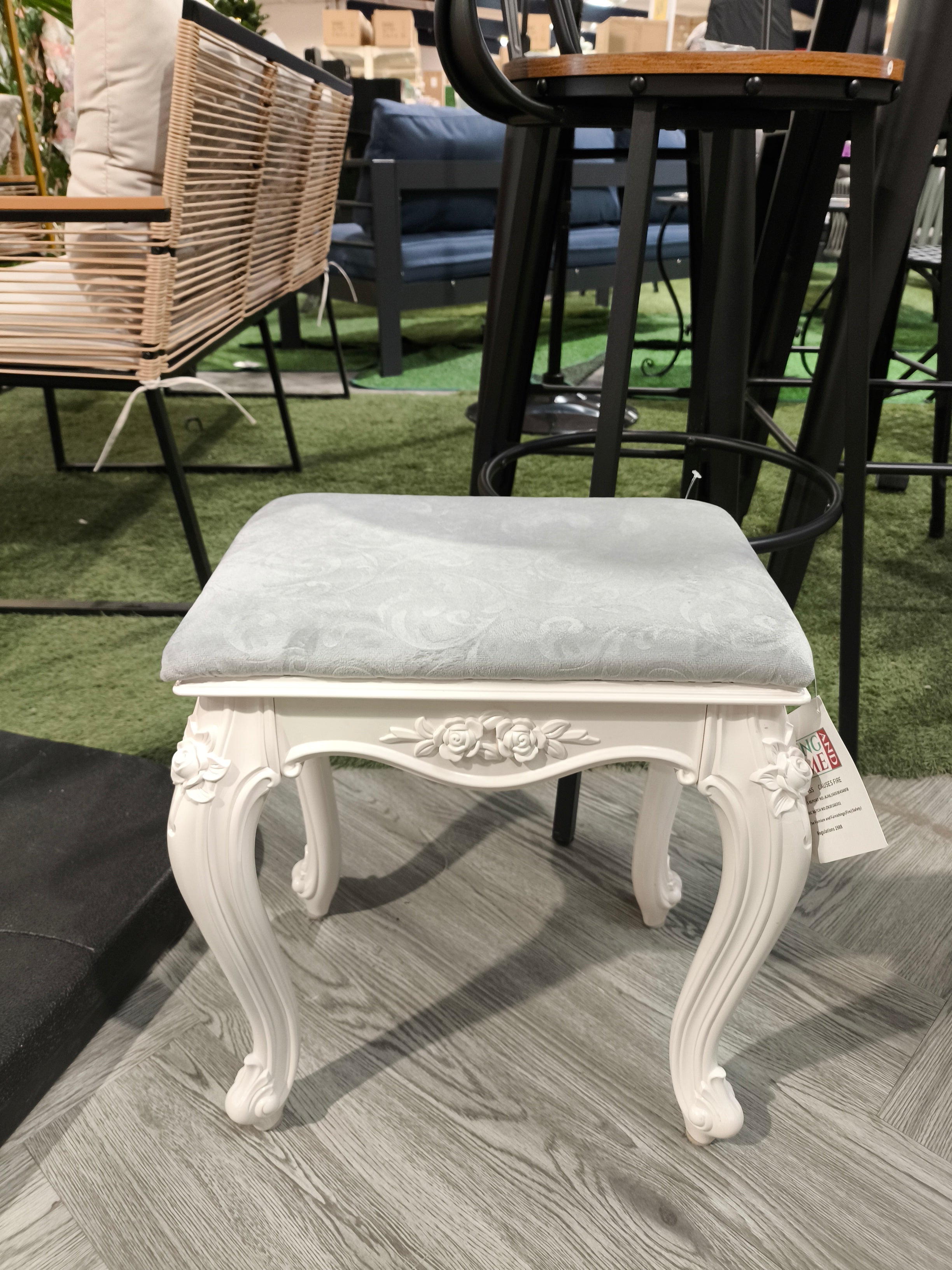 Premium Faux Fur Upholstered Makeup Dressing Stool