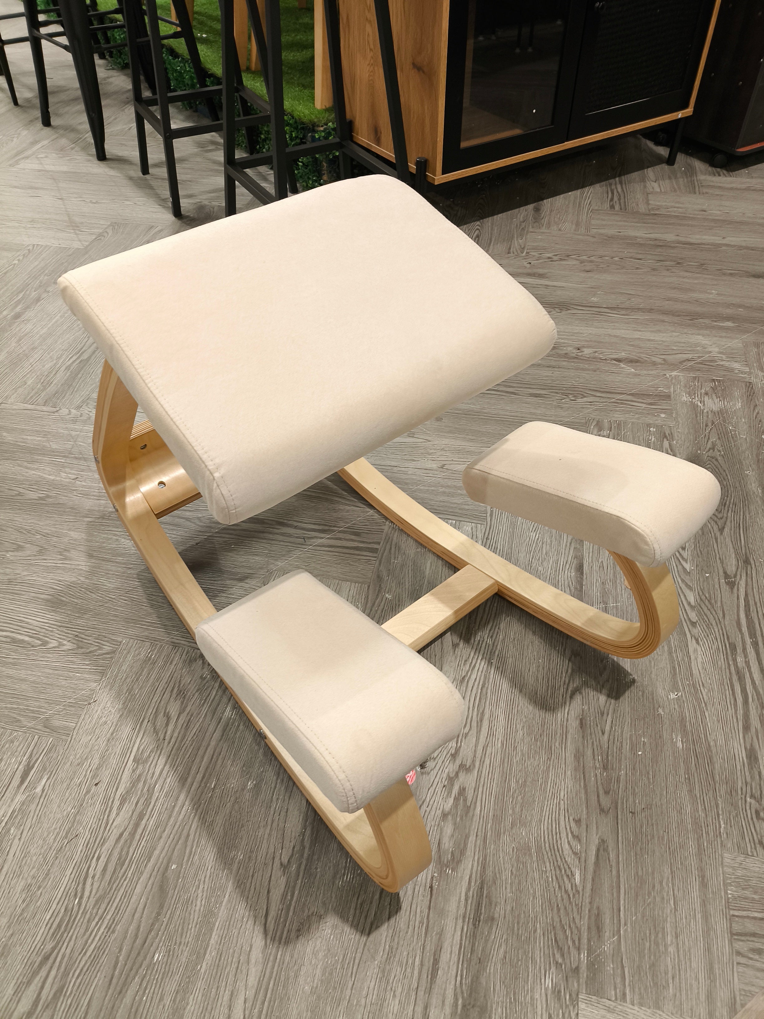 Wooden Rocking Kneeling Chair Beige