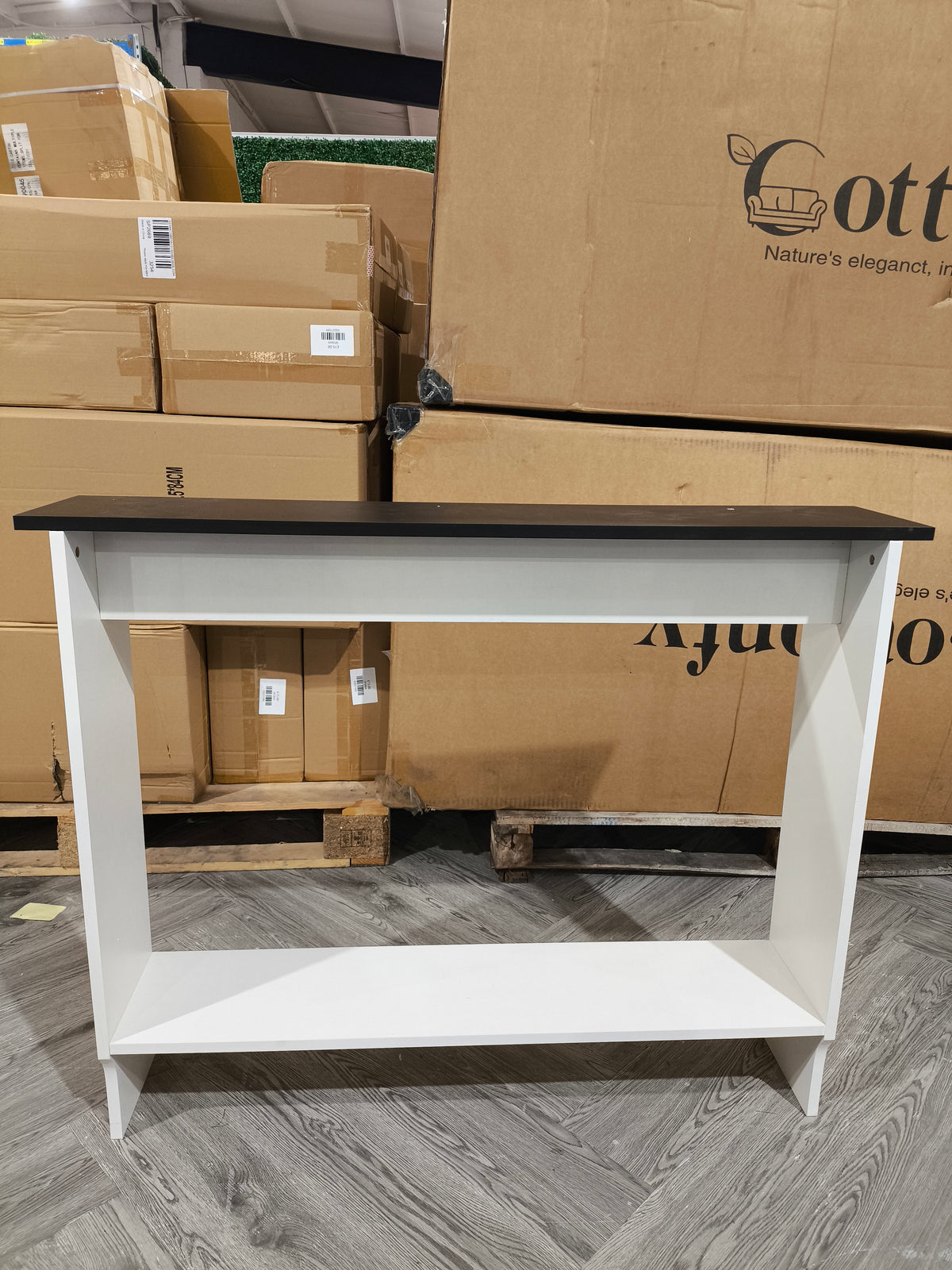 White Console Table With Black Top