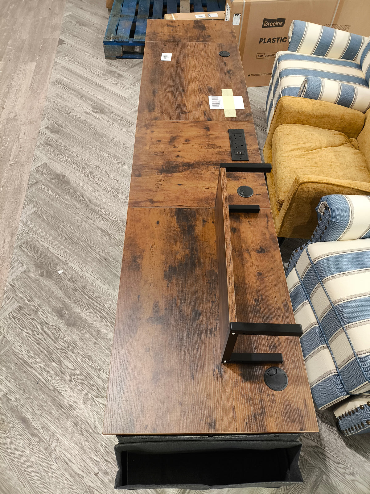 Office Desk with Monitor Stand and Charging Stations
