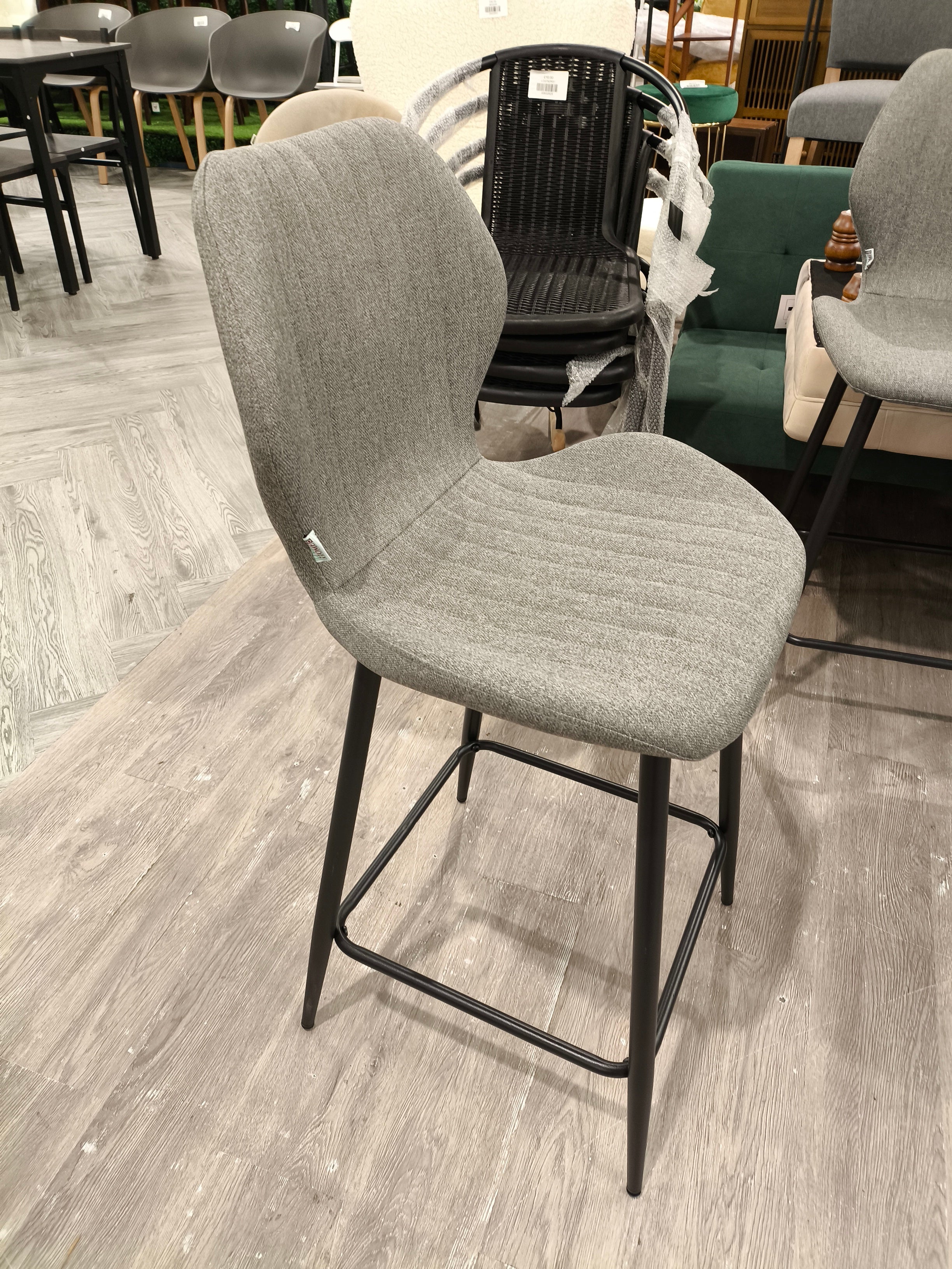 Linen Counter Height Bar Stool Grey 1PC