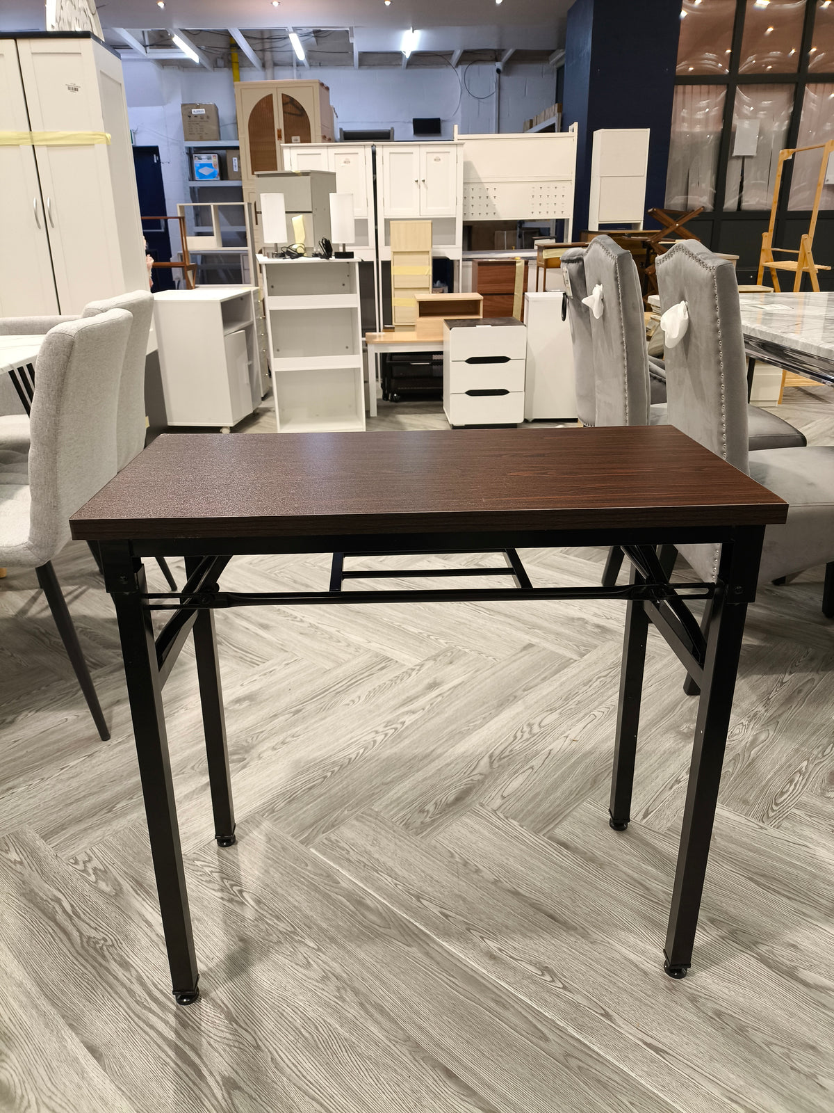 Foldable Rectangle Plastic Table Dark Brown