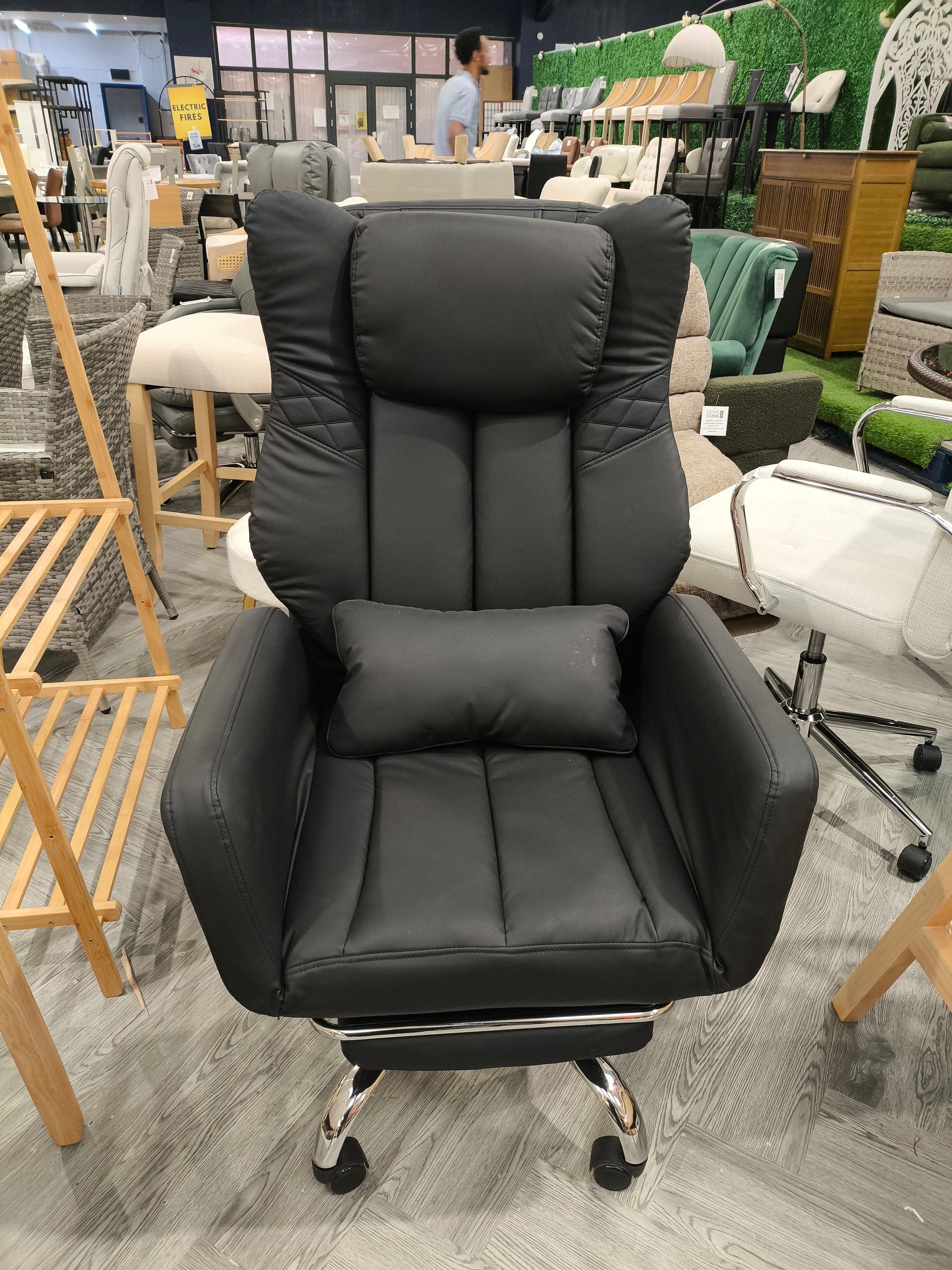 Height Adjustable Office Chair with Cushion Black