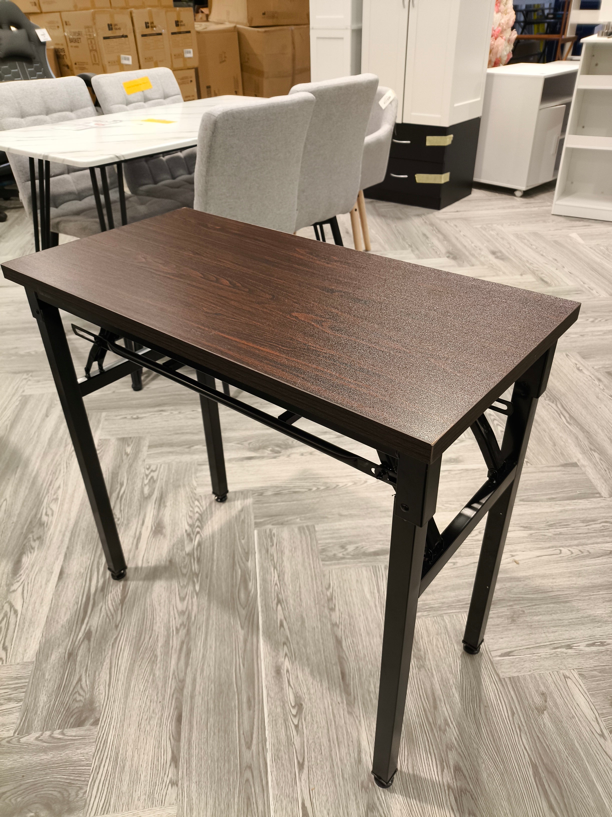 Foldable Rectangle Plastic Table Dark Brown