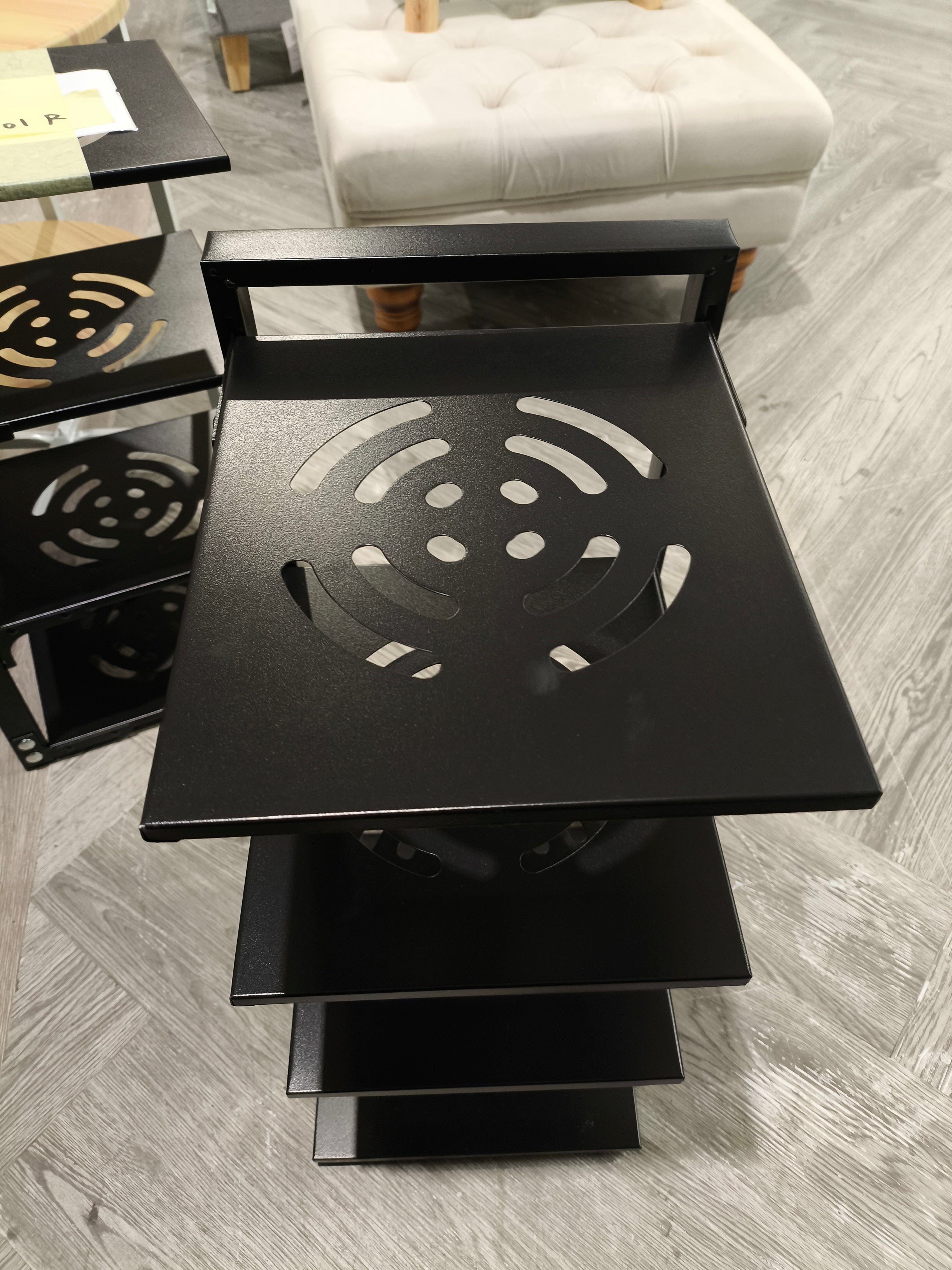 4 Tier Height Adjustable Kitchen Pan Organiser Rack Black