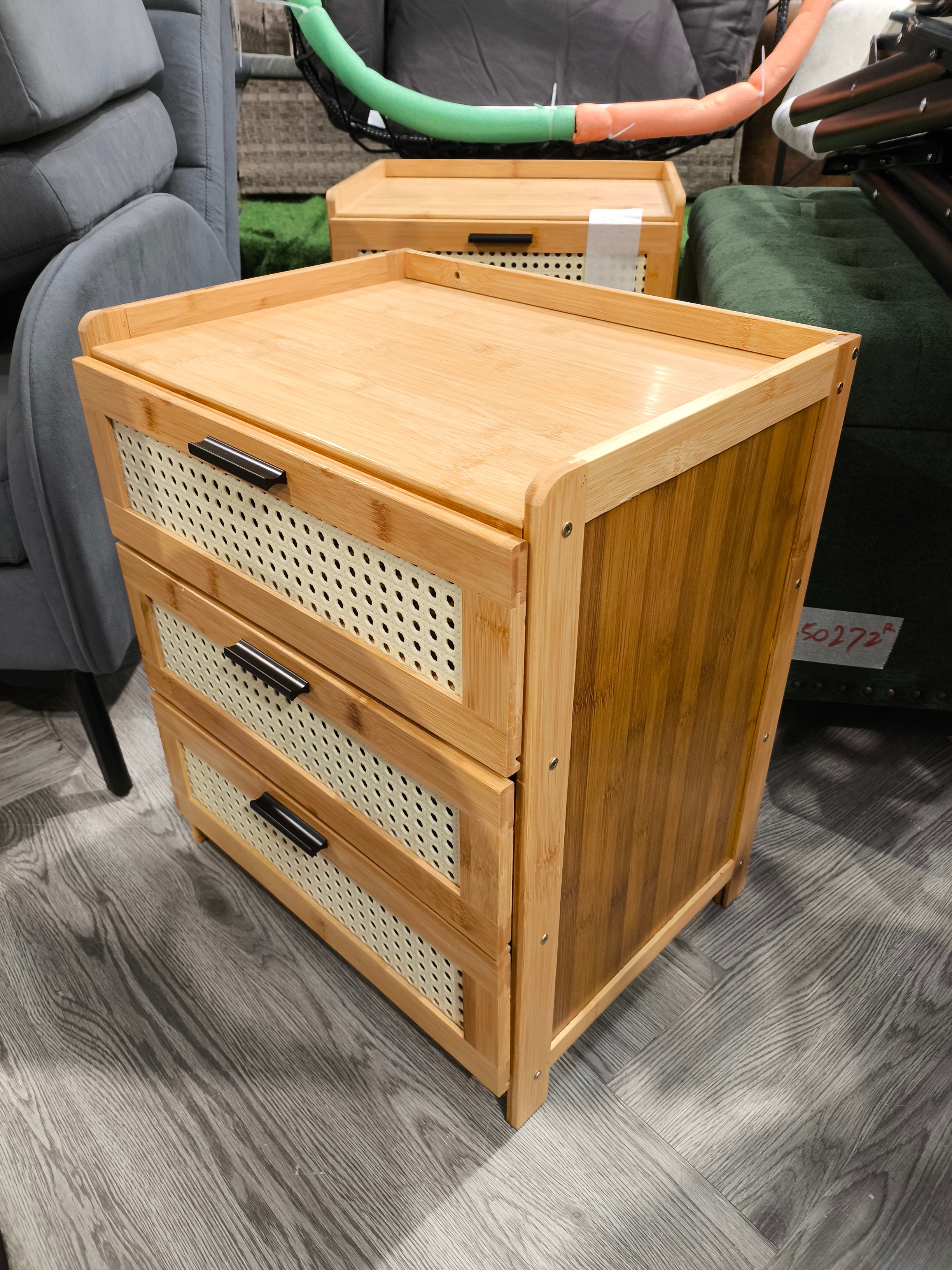 Wooden 3 Drawers Nightstand for Bedroom Natural