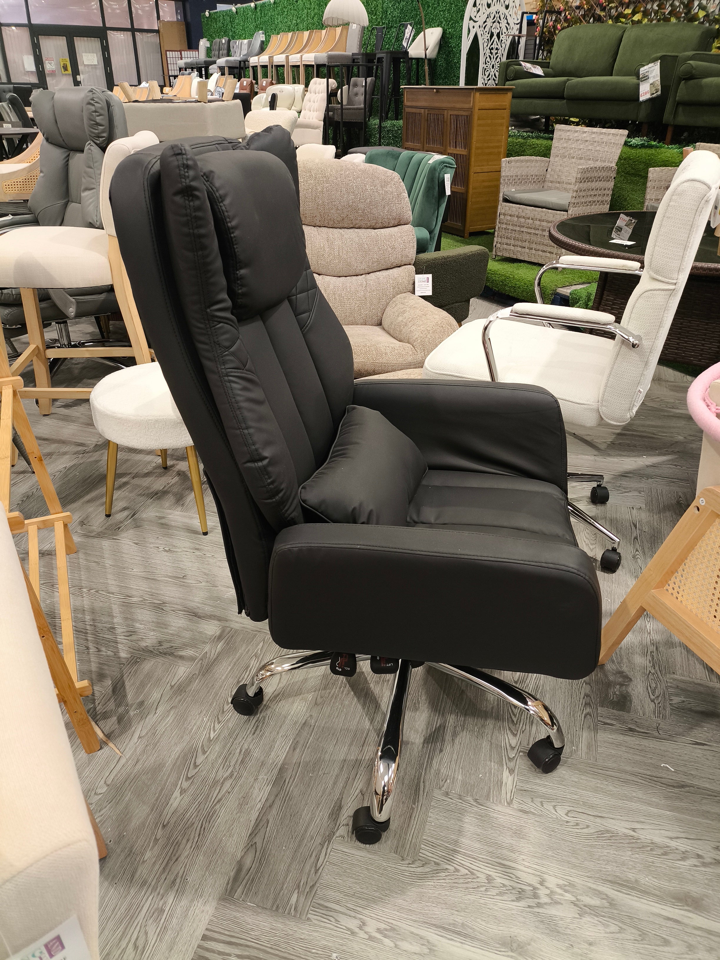 Height Adjustable Office Chair with Cushion Black