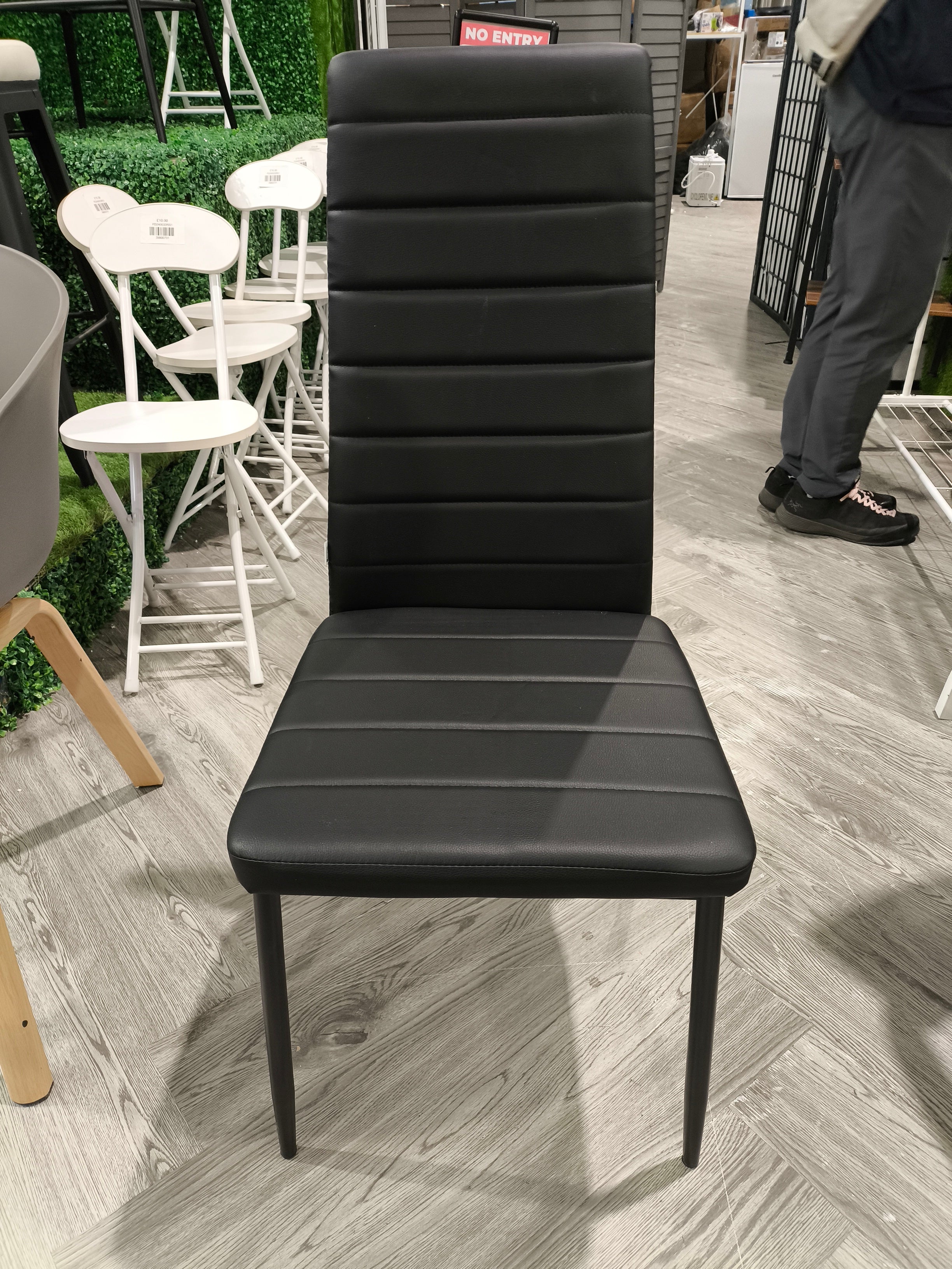 Faux Leather Armless High Back Dining Chair Black 1PC
