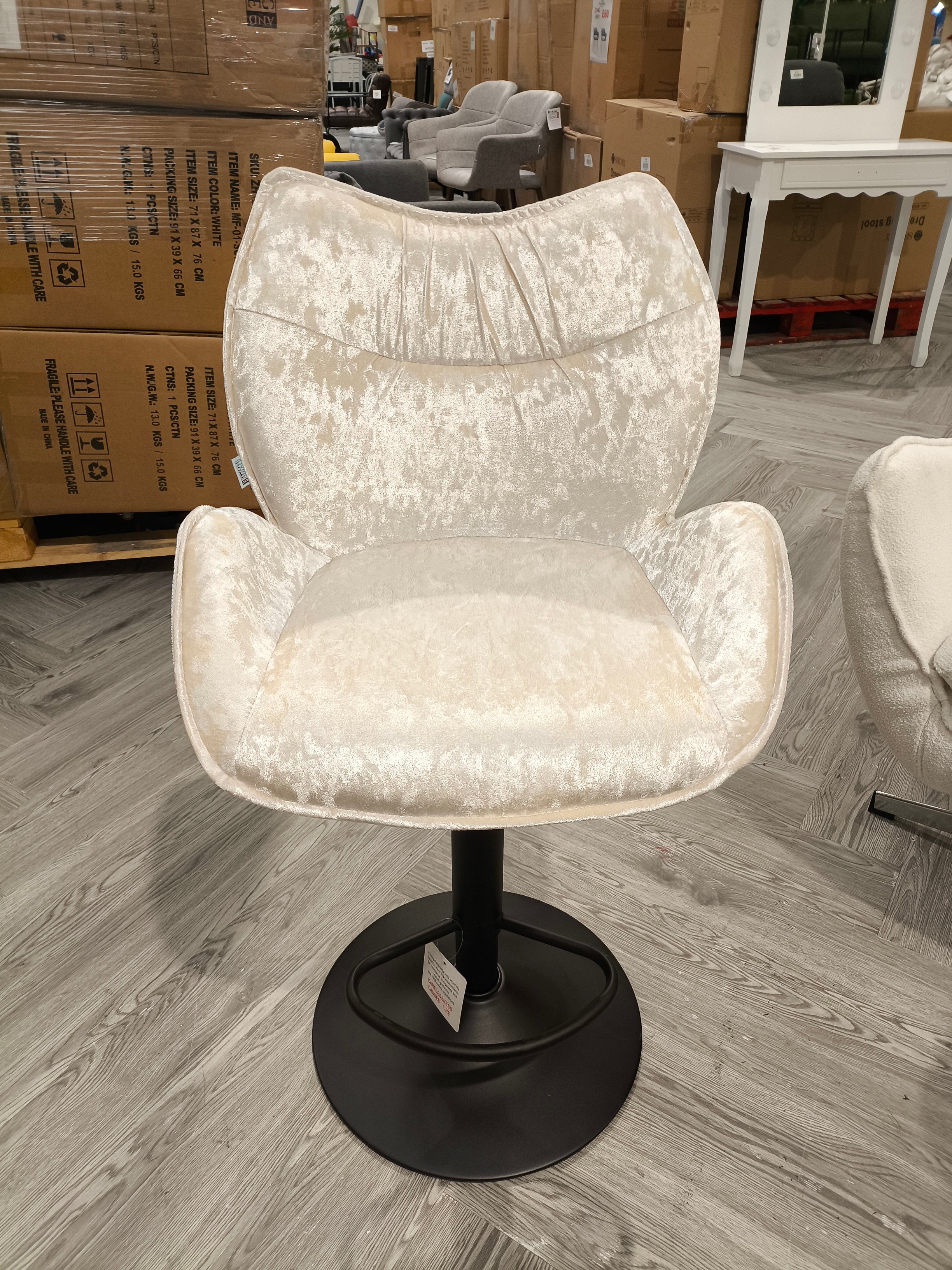 Counter Height Adjustable Bar Stool with Footrest Beige 1PC