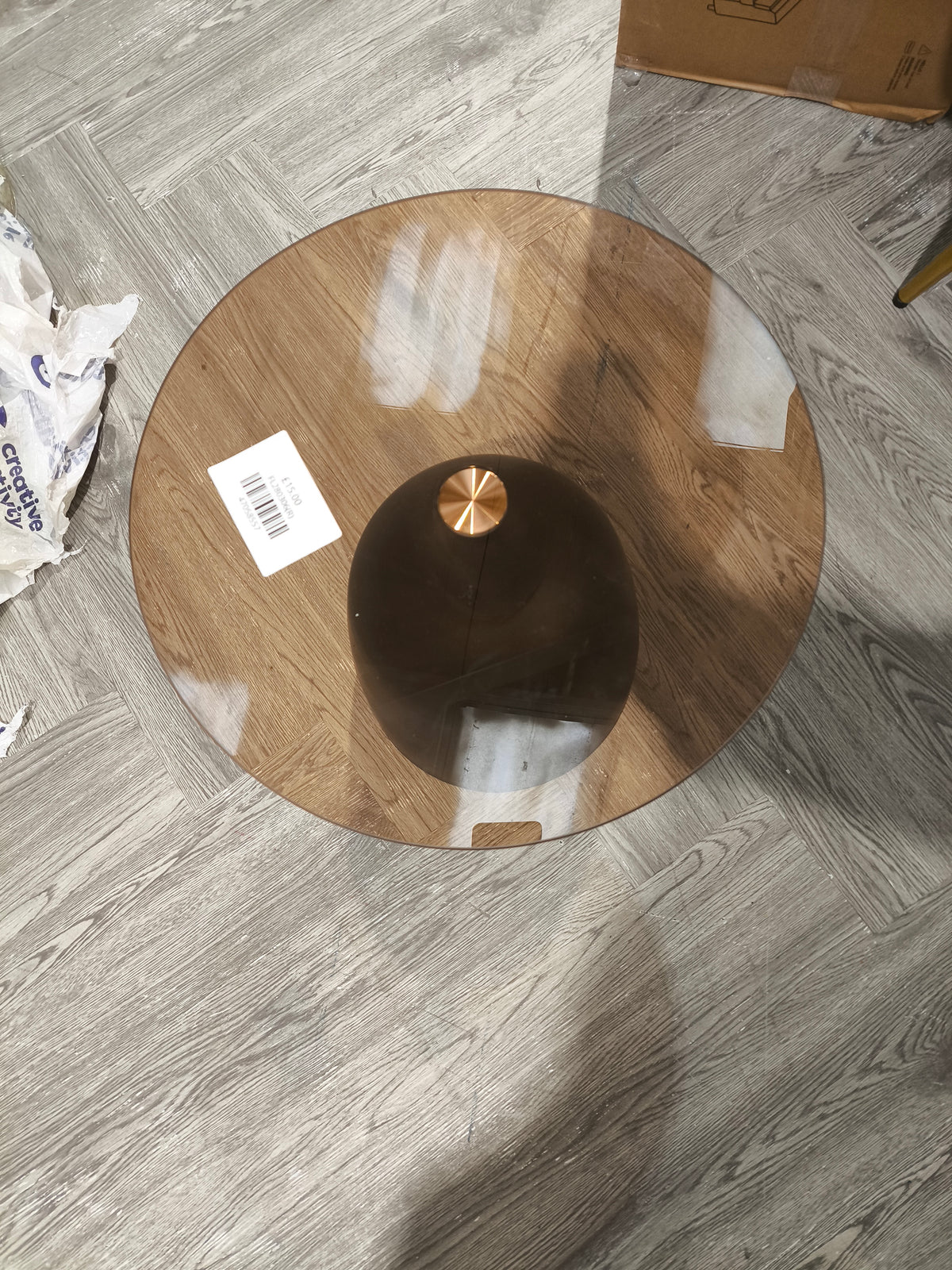 Round Tempered Glass Top Side Table