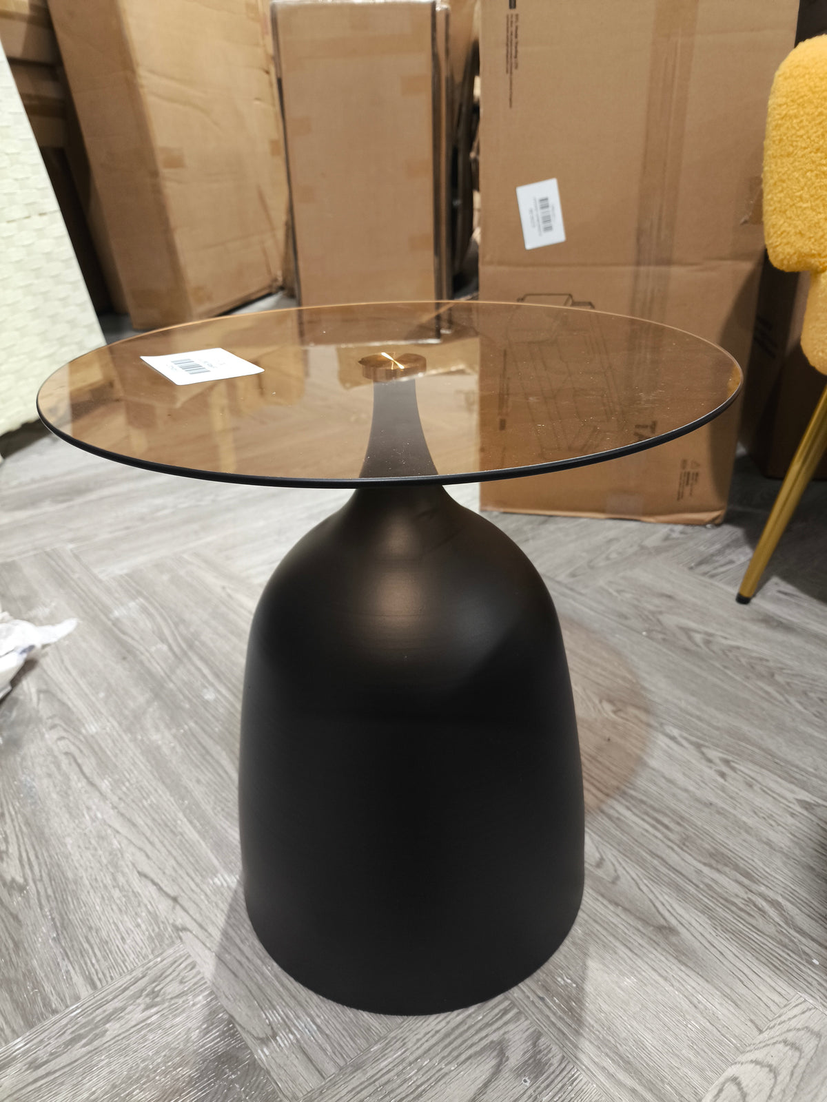 Round Tempered Glass Top Side Table