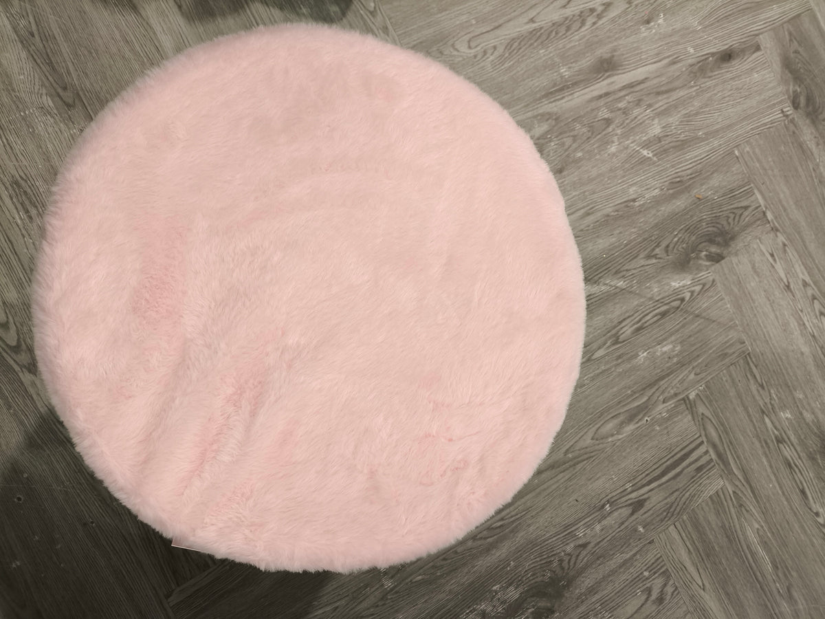 Pink Dressing Table Stool With White Metal Legs