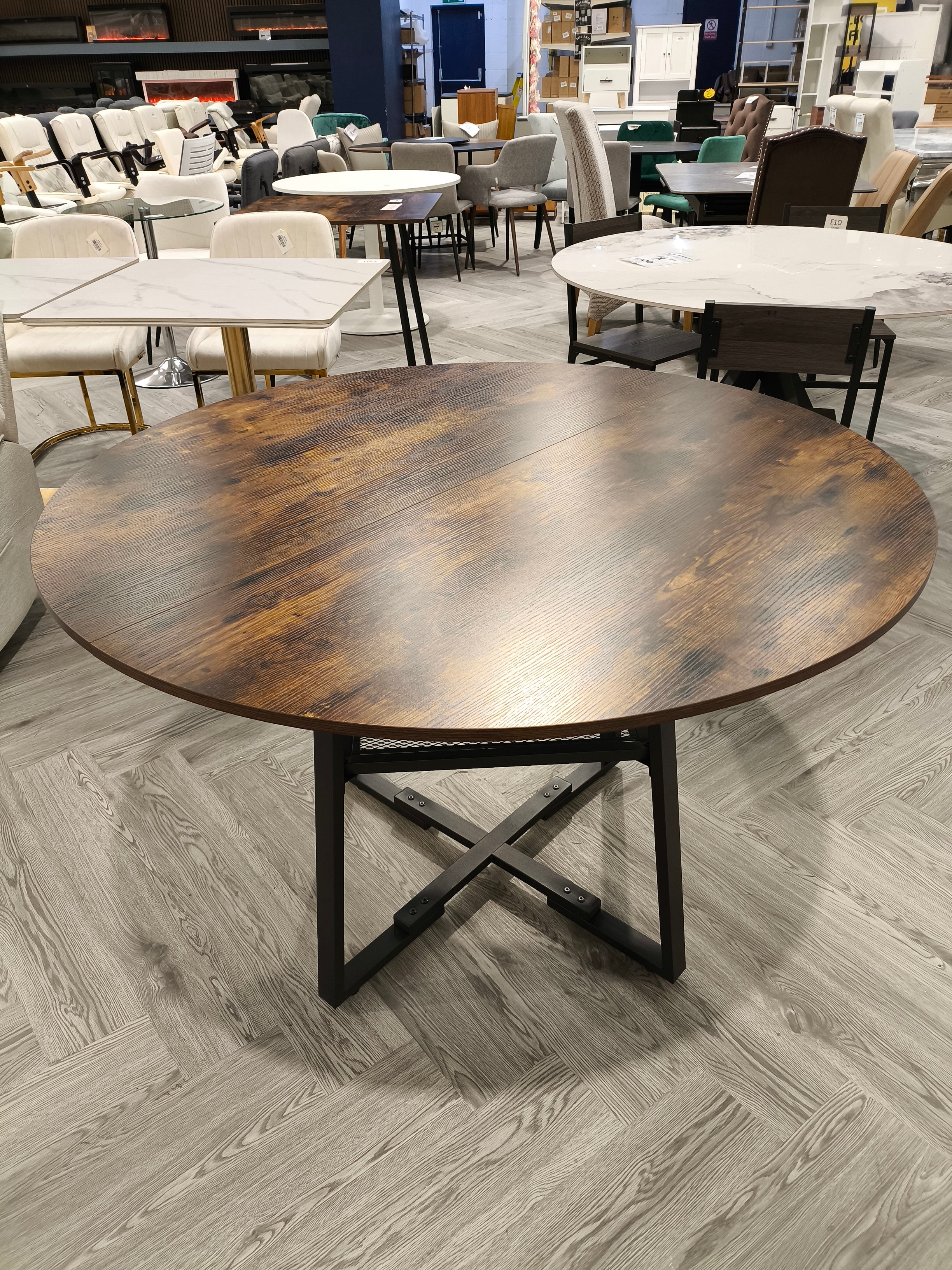 Round Dining Table with Storage Shelf