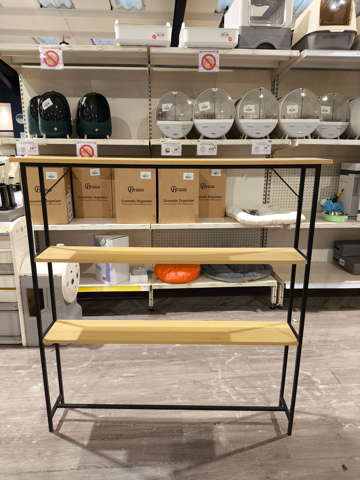 3 Tier Wood Grain Narrow Console Table Natural Wood