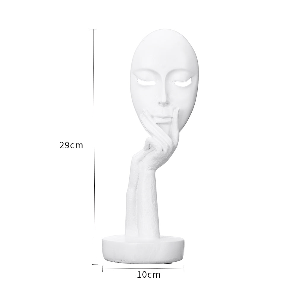 Abstract Resin Woman Face Statue 29cm White