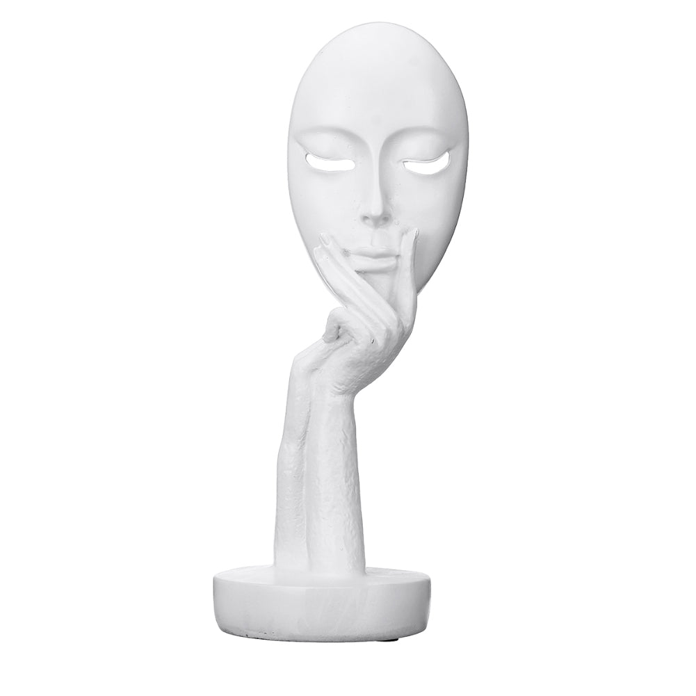 Abstract Resin Woman Face Statue 29cm White