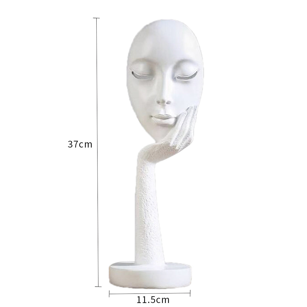 Abstract Resin Woman Face Statue 37cm White