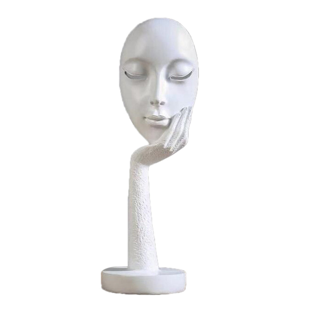 Abstract Resin Woman Face Statue 37cm White