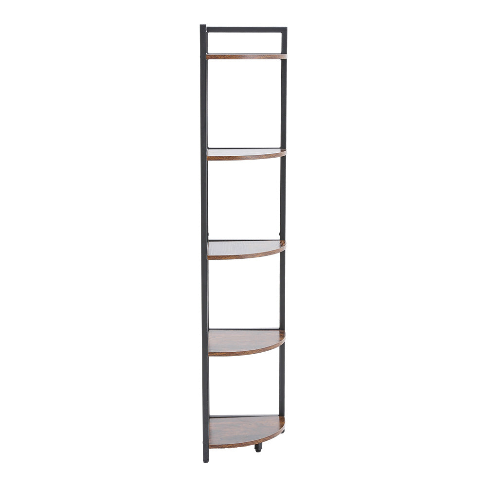 5 Tier Wooden Corner Shelf With Metal Frame