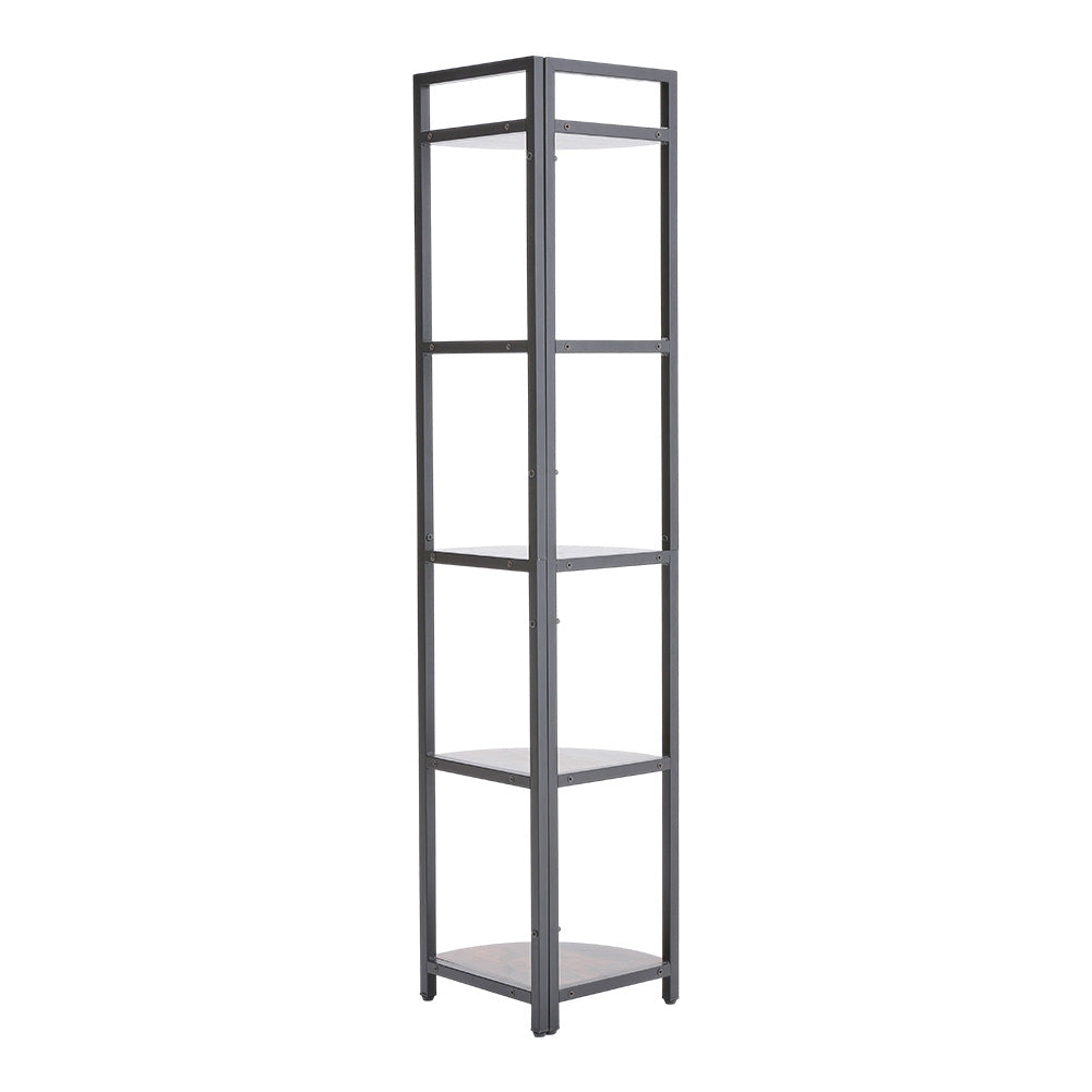 5 Tier Wooden Corner Shelf With Metal Frame