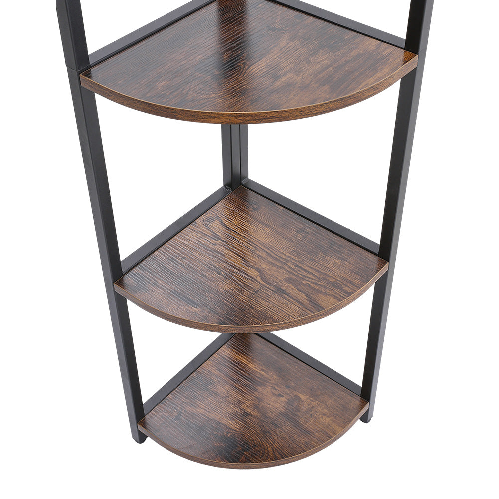 5 Tier Wooden Corner Shelf With Metal Frame