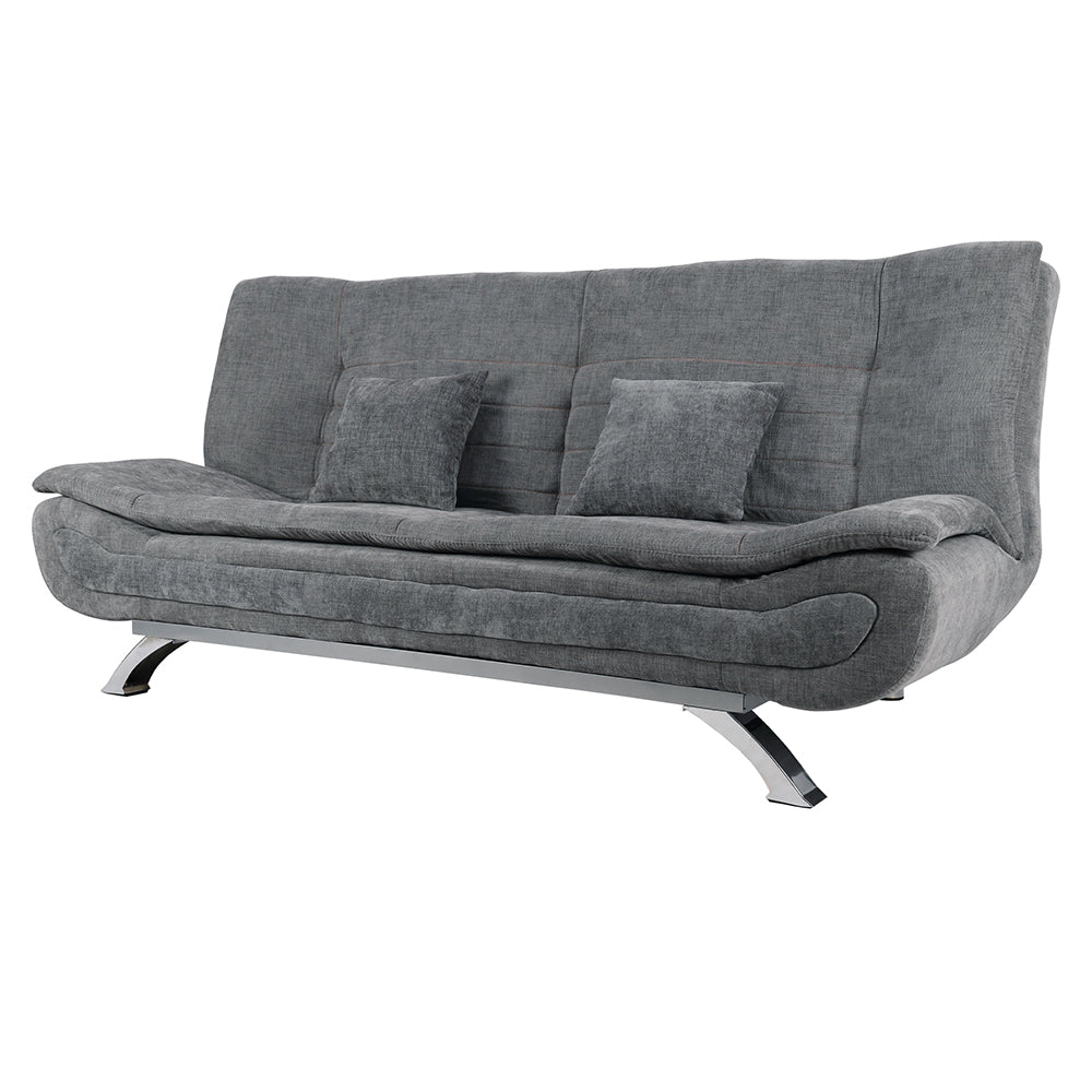 New Linen Fabric 2 Seat Convertible Sofa Bed with Pillows Grey