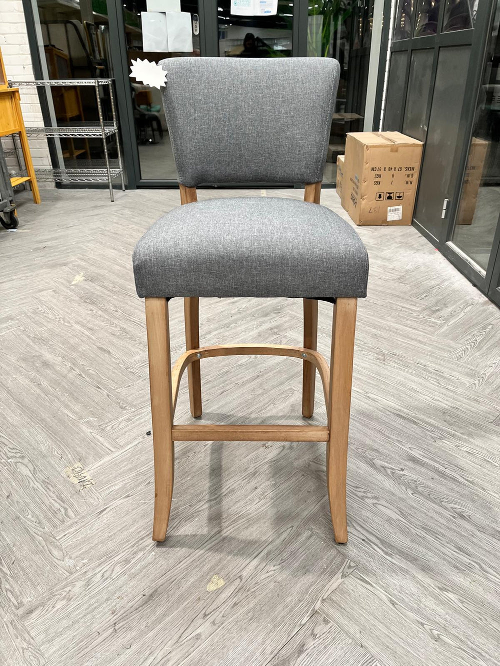 Grey Linen Bar Stool Bar Height for Kitchen Island Cafe 1PC