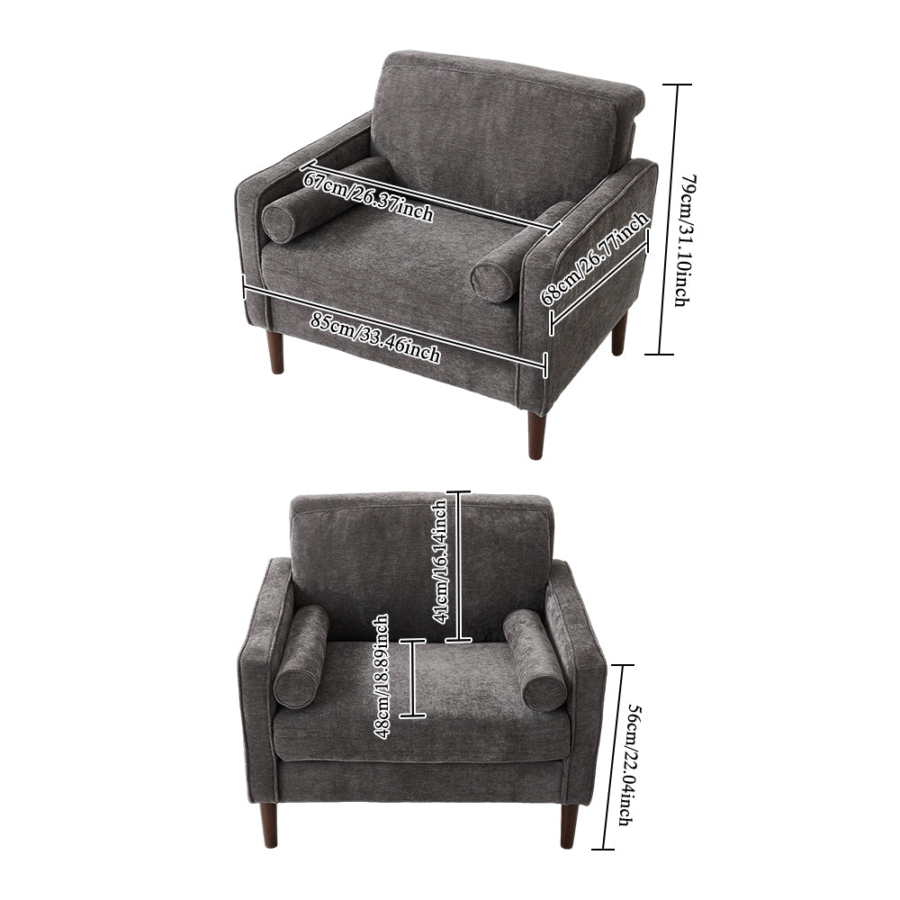 Upholstered Single Sofa Armchair Dark Grey