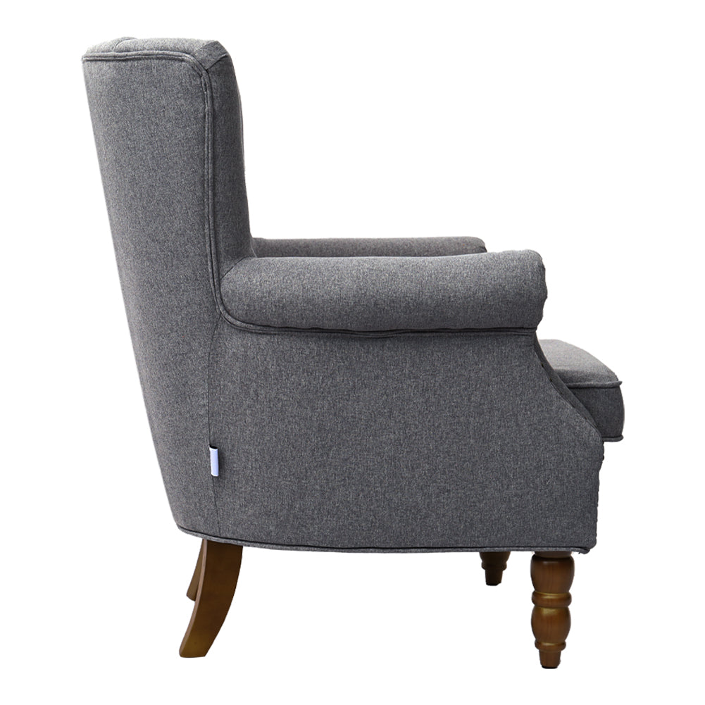 Living Room Armchair High Seat Velvet Chair with Rubberwood Legs