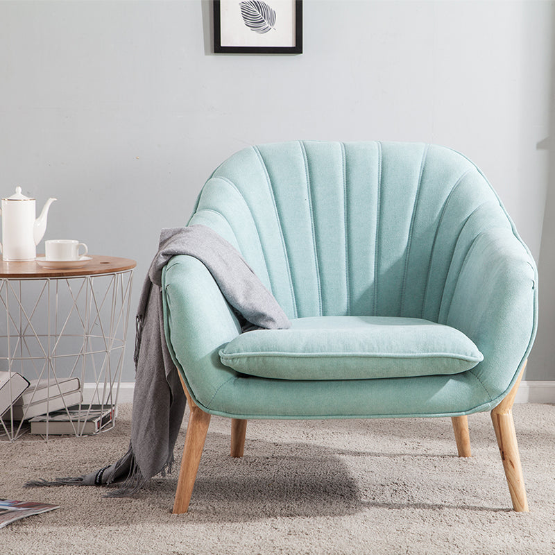 Wooden Legs Armchair Blue 28D Sponge Single Sofa with a Cushion