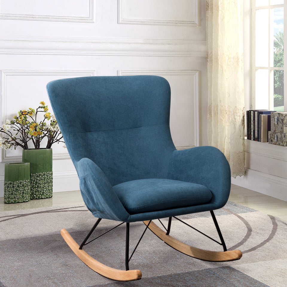 Living Room Relax Rocking Chair Velvet Armchair with Cushion
