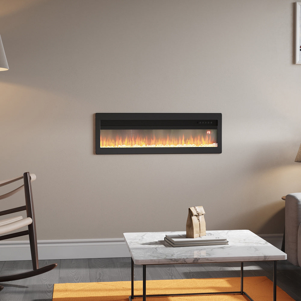 40 Inch Electric Fireplace with Adjustable Flames Wall Mounted or Freestanding