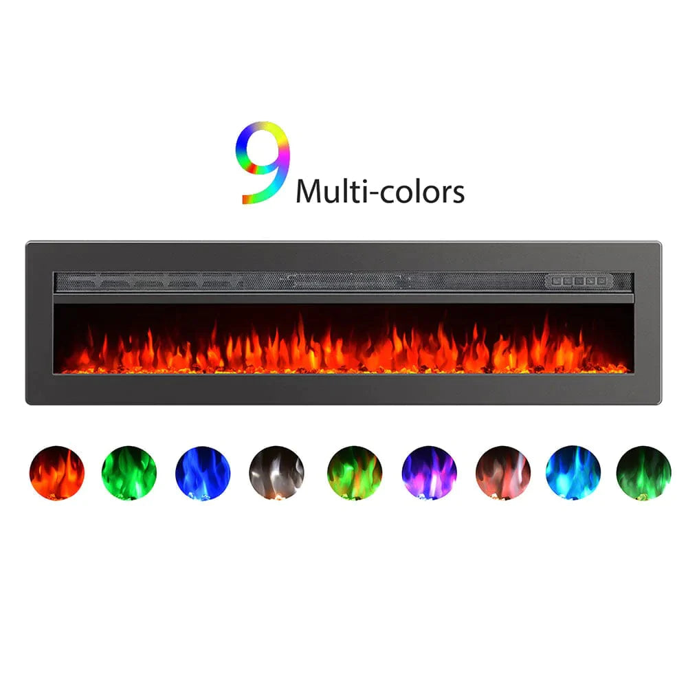 40/50/60/70/80 Inch Wall Mounted/Freestanding Electric Fireplace with Adjustable Flames