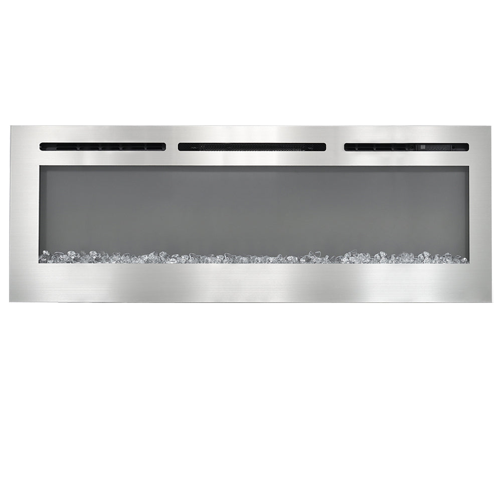 Linear Electric Fireplace Recessed Wall Mounted Fireplace in Chrome