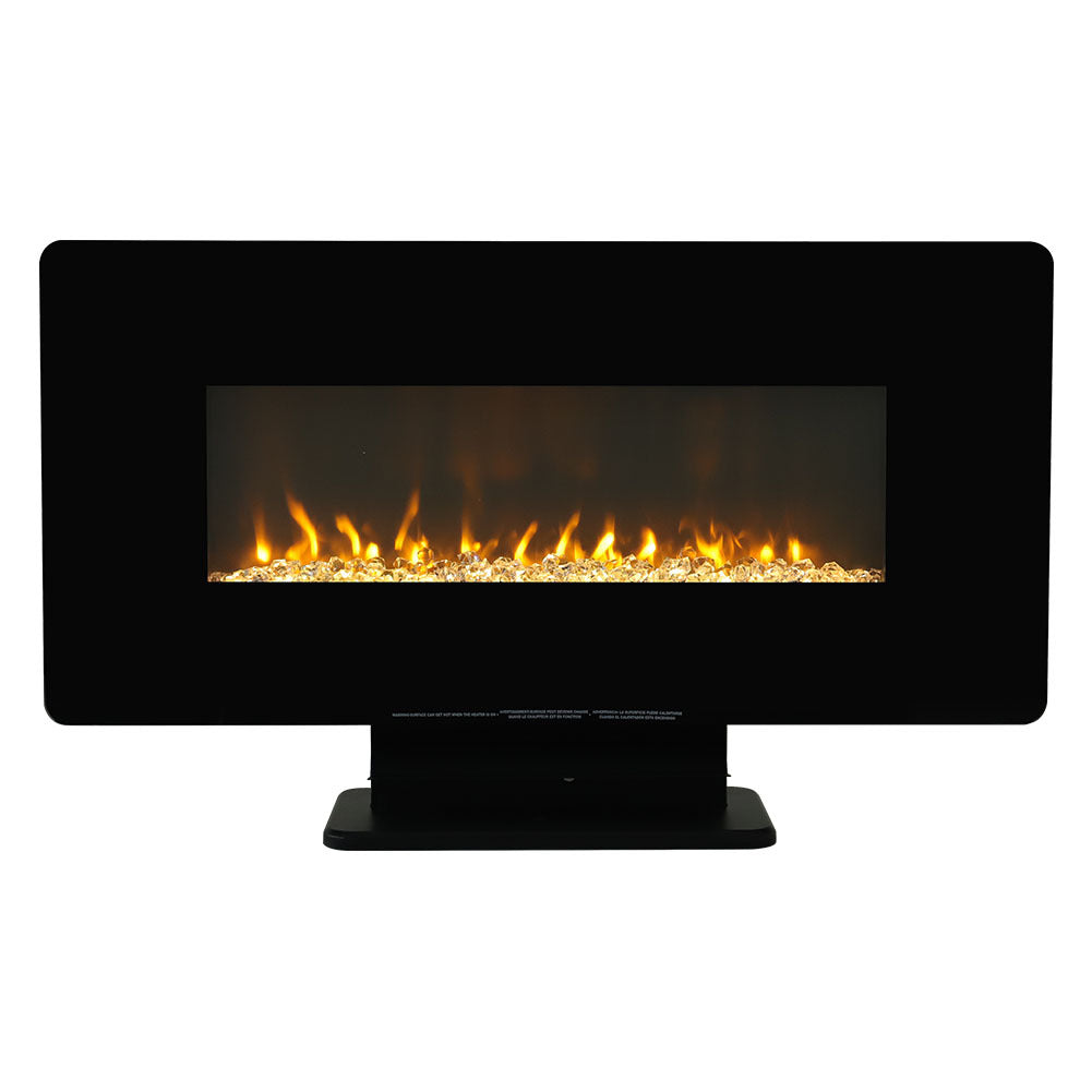 42 Inch Curved Electric Freestanding and Wall Mounted Fireplace with Stand