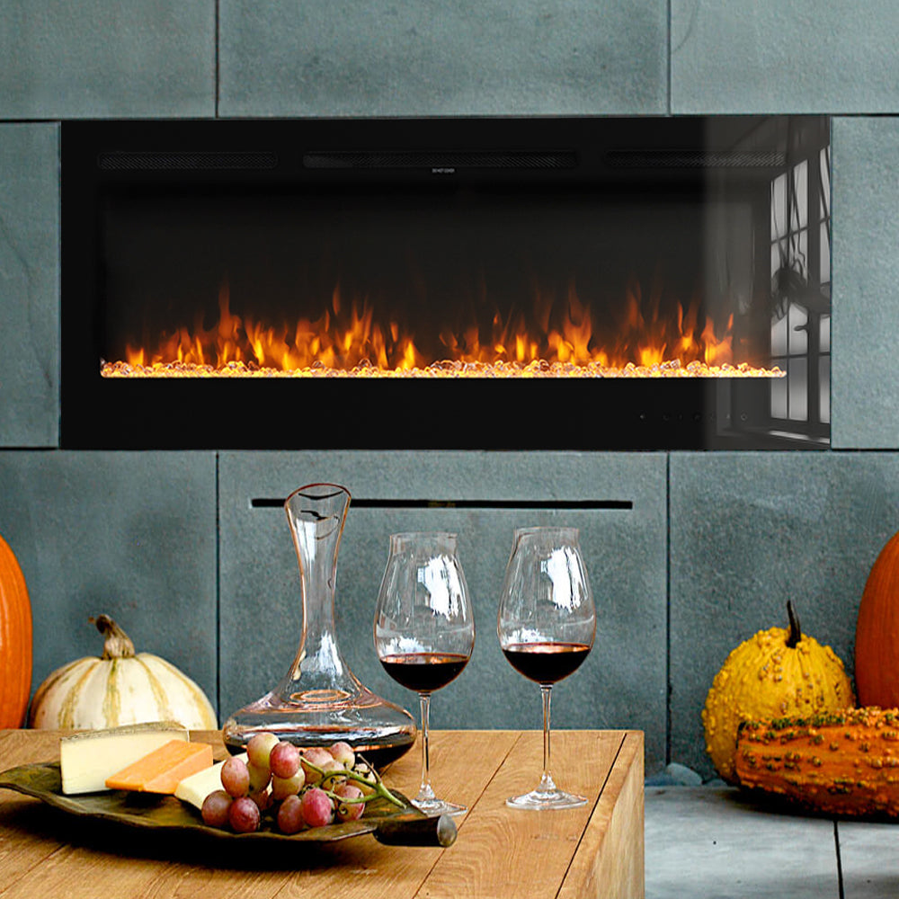 70 Inch Electric Insert/Wall Mounted Electric Fireplace with 9 Colours and 5 Brightness Settings