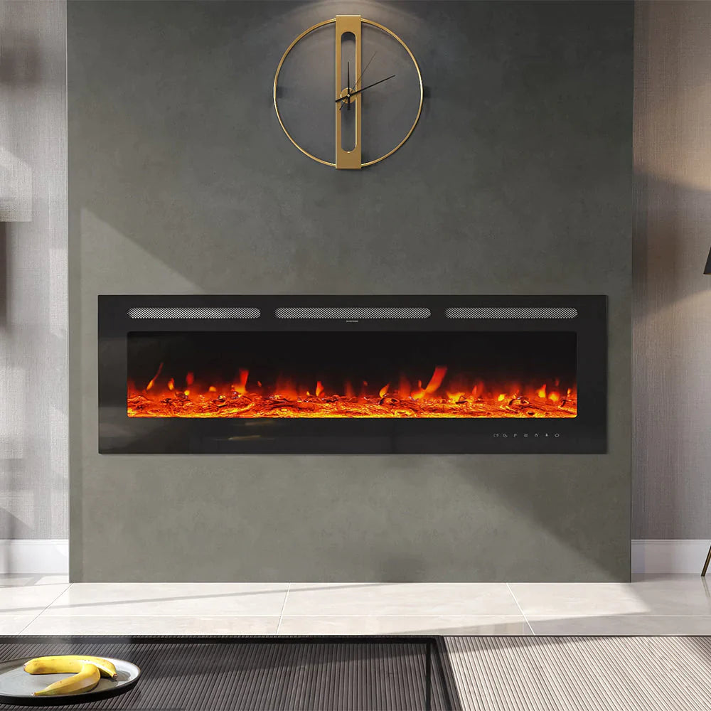 70 Inch Electric Insert/Wall Mounted Electric Fireplace with 9 Colours and 5 Brightness Settings