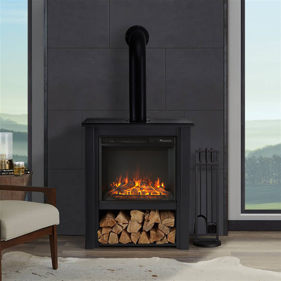30 Inch Freestanding Electric Stove Fireplace Suites with 2 Heat Settings