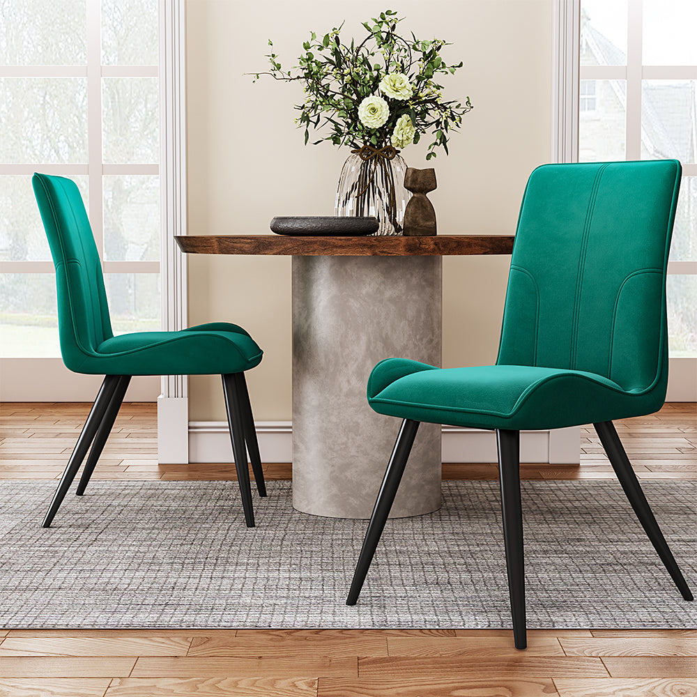 Dining Room Modern Soft Velvet Upholstered Chair Set of 2